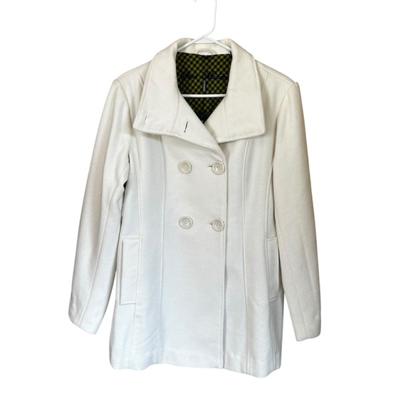 NWT Steve Madden Ivory Wool Blend Pea Coat XL - Picture 11 of 12